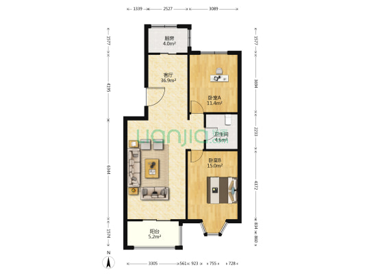 岭昌里 2室1厅1卫 97平方