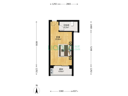 电子商务大厦 1室0厅1卫 44平方