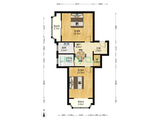 大连小区 2室1厅1卫 72平方