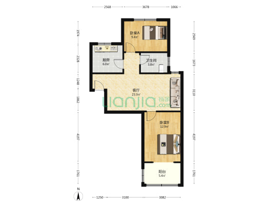 光明小区一期 2室1厅1卫 78平方