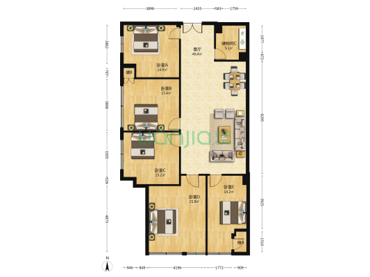 瑞辰国际中心 5室1厅0卫 229平方
