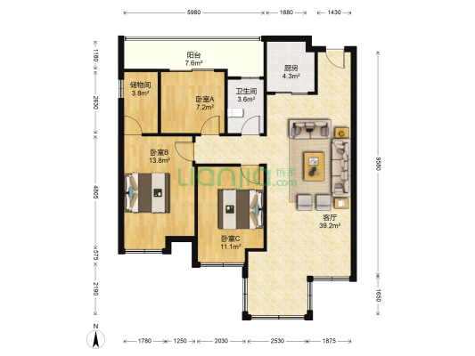 泉倾天下二期 3室1厅1卫 79平方