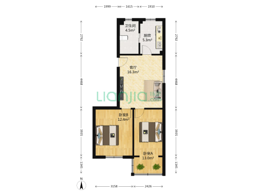 柳浪新苑 2室1厅1卫 66平方