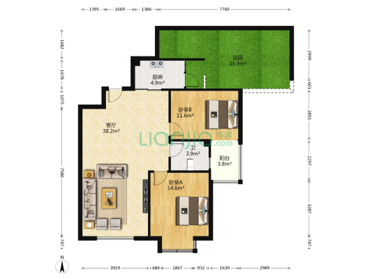 力创锦苑一期 2室1厅1卫 94平方