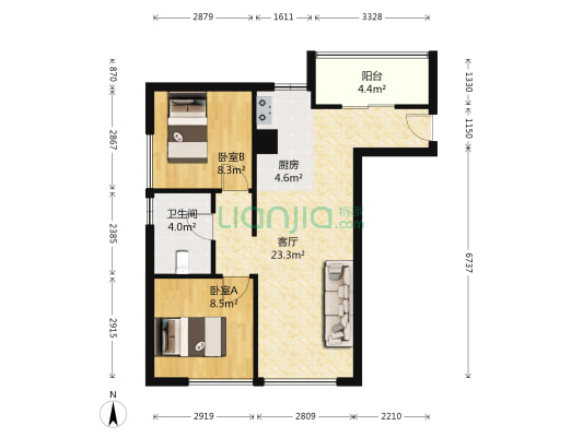 怡品湖景花园 2室1厅1卫 70平方