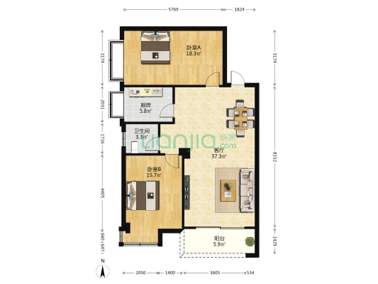 鸿祥大厦 2室1厅1卫 110平方
