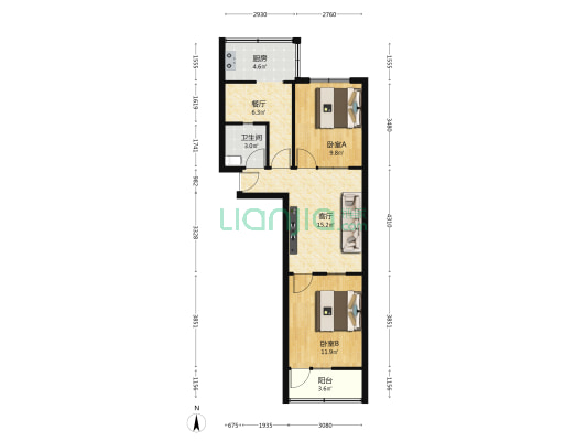 永新里小区 2室2厅1卫 61平方