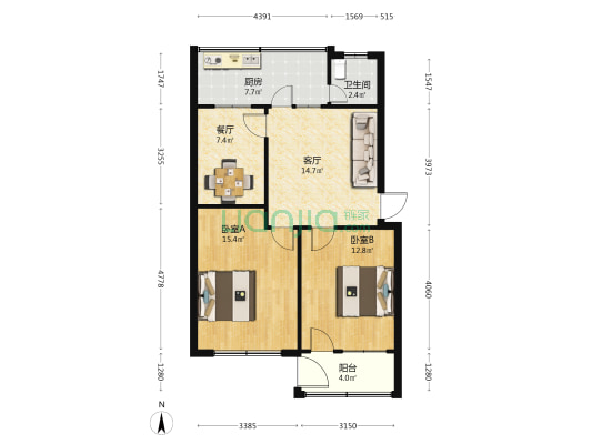 河宾小区 2室2厅1卫 78平方