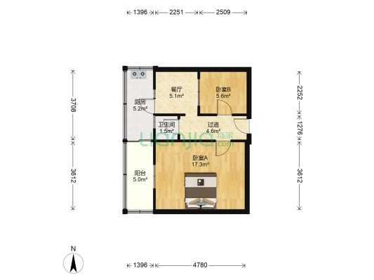 铁山巷 2室1厅1卫 64平方