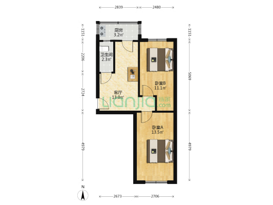 欣东宿舍 2室1厅1卫 55平方