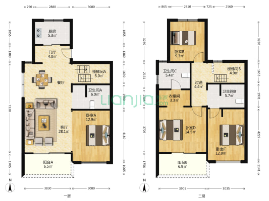 阳光城檀悦 4室1厅3卫 164平方