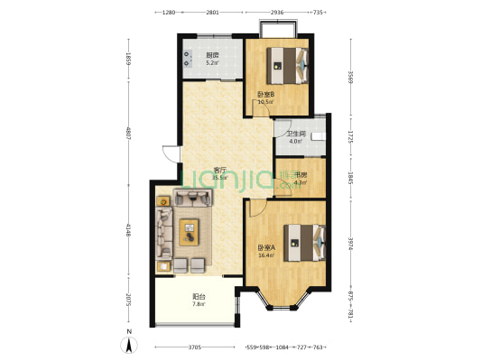 金桂家苑 3室1厅1卫 98平方