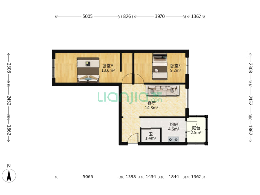 红民街 2室1厅1卫 60平方