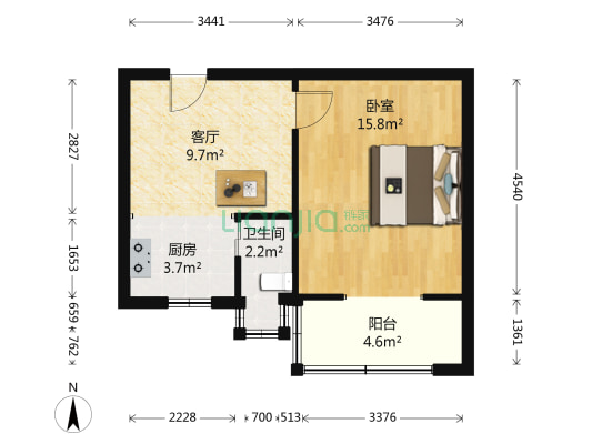 冶金108街坊 1室1厅1卫 42平方