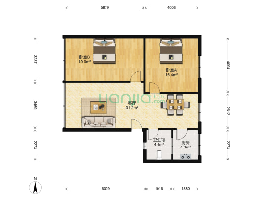西安路四段64号 2室1厅1卫 96平方