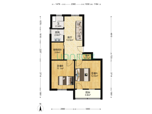 仙家路 2室1厅1卫 69平方