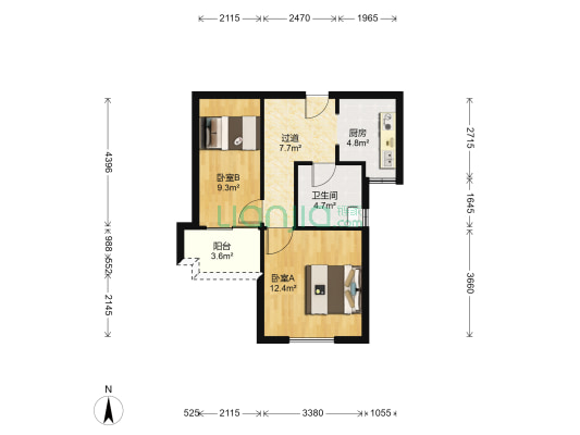 南新东园 2室0厅1卫 56平方