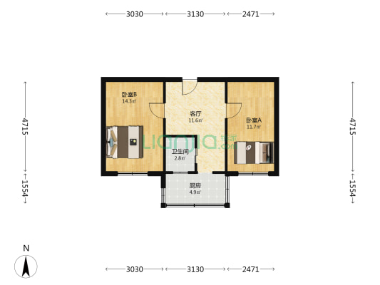 滦宜里 2室1厅1卫 51平方