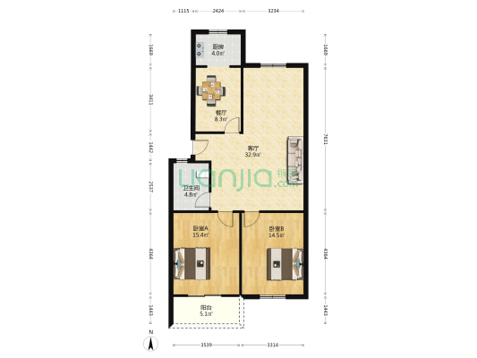 医药公司家属院 2室2厅1卫 99平方