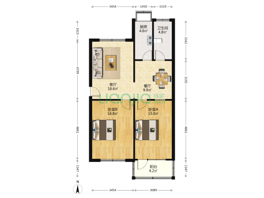 益兴花园 2室2厅1卫 84平方
