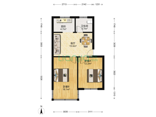 中为苑 2室1厅1卫 67平方