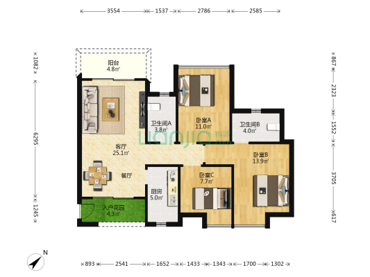 尚东嘉御 3室1厅2卫 101平方