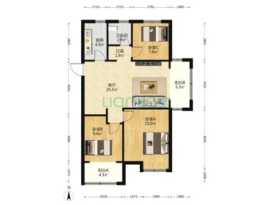 漕运佳苑 3室1厅1卫 112平方