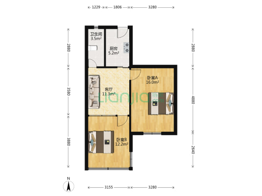 西园路50号 2室1厅1卫 57平方
