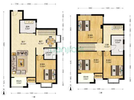 发祥福邸 4室2厅2卫 165平方