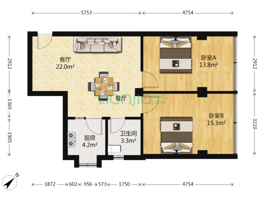 舞台社区 2室1厅1卫 69平方