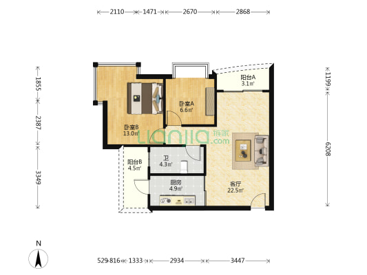 翠拥华庭二期 2室1厅1卫 72平方