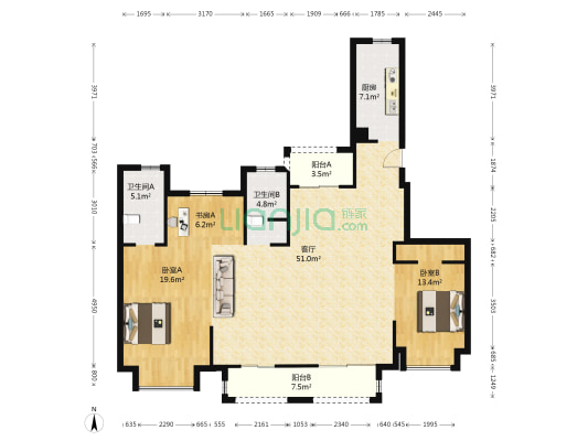 君慈名府 3室1厅2卫 145平方