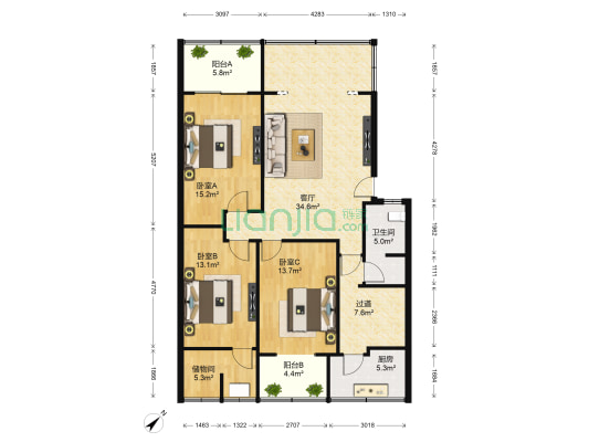 文庙西街39号 3室1厅1卫 114平方