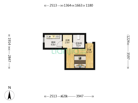 弘民苑B区 1室0厅1卫 97平方