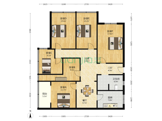二道桥街48号 6室1厅1卫 135平方
