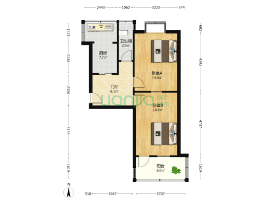 山大路215号 2室0厅1卫 58平方
