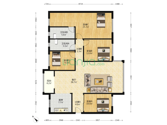 顺控博悦湾 4室1厅2卫 143平方