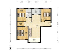 印象城1号楼，南北三居室，毛坯随心装-涿州鹏渤·印象城户型图
