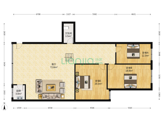 四川图书大厦 3室1厅1卫 159平方