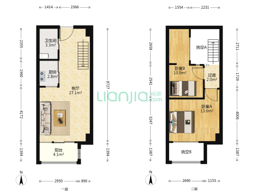 都市VIP 2室1厅1卫 56平方