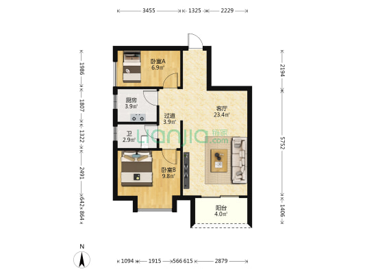 春晓悦居 2室1厅1卫 70平方