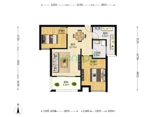 朝阳明珠 2室1厅1卫 67平方