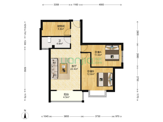 嘉怡豪庭 2室1厅1卫 92平方