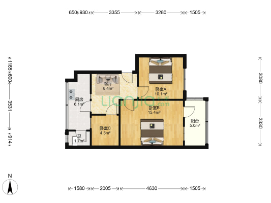 三友巷6号 3室1厅1卫 60平方