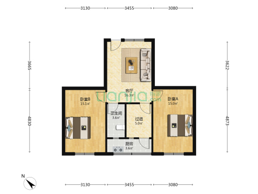 东顺城街111号附4号 2室1厅1卫 80平方