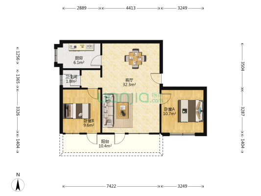 桂林市西门市场住宅楼 2室1厅1卫 82平方