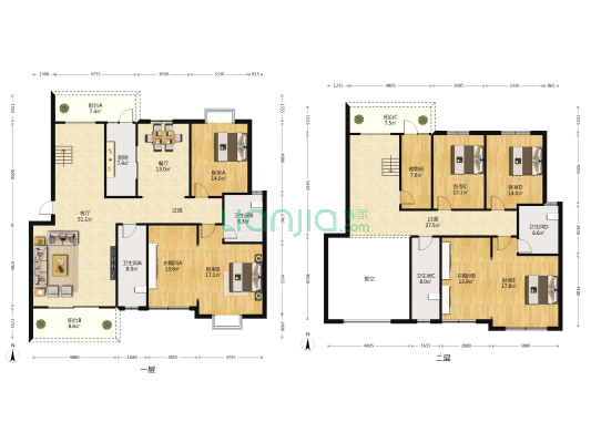 鸿源生态新城 5室2厅4卫 330平方