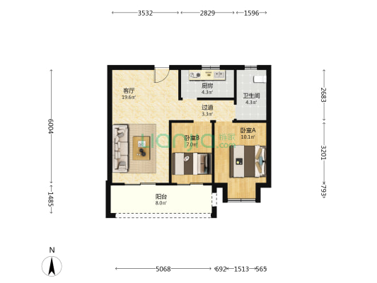 董博苑四期 2室1厅1卫 72平方