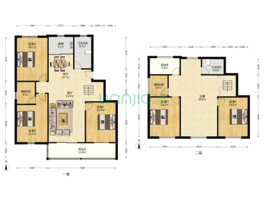 跃龙小苑 5室2厅2卫 225平方