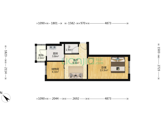 新华街 1室1厅1卫 46平方